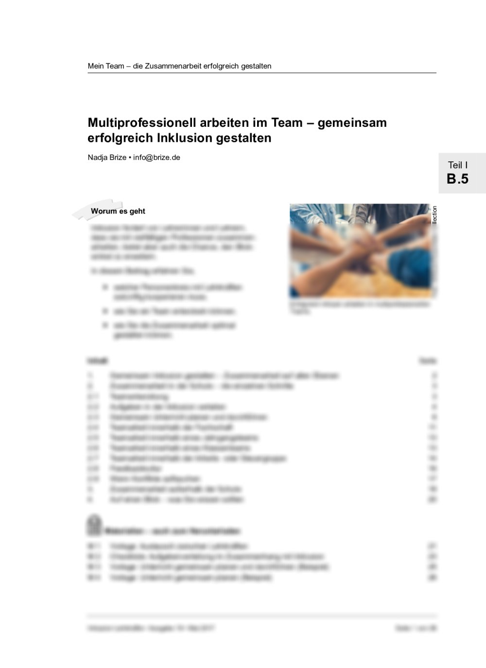 Im multiprofessionellen Team erfolgreich Inklusion gestalten - Seite 1