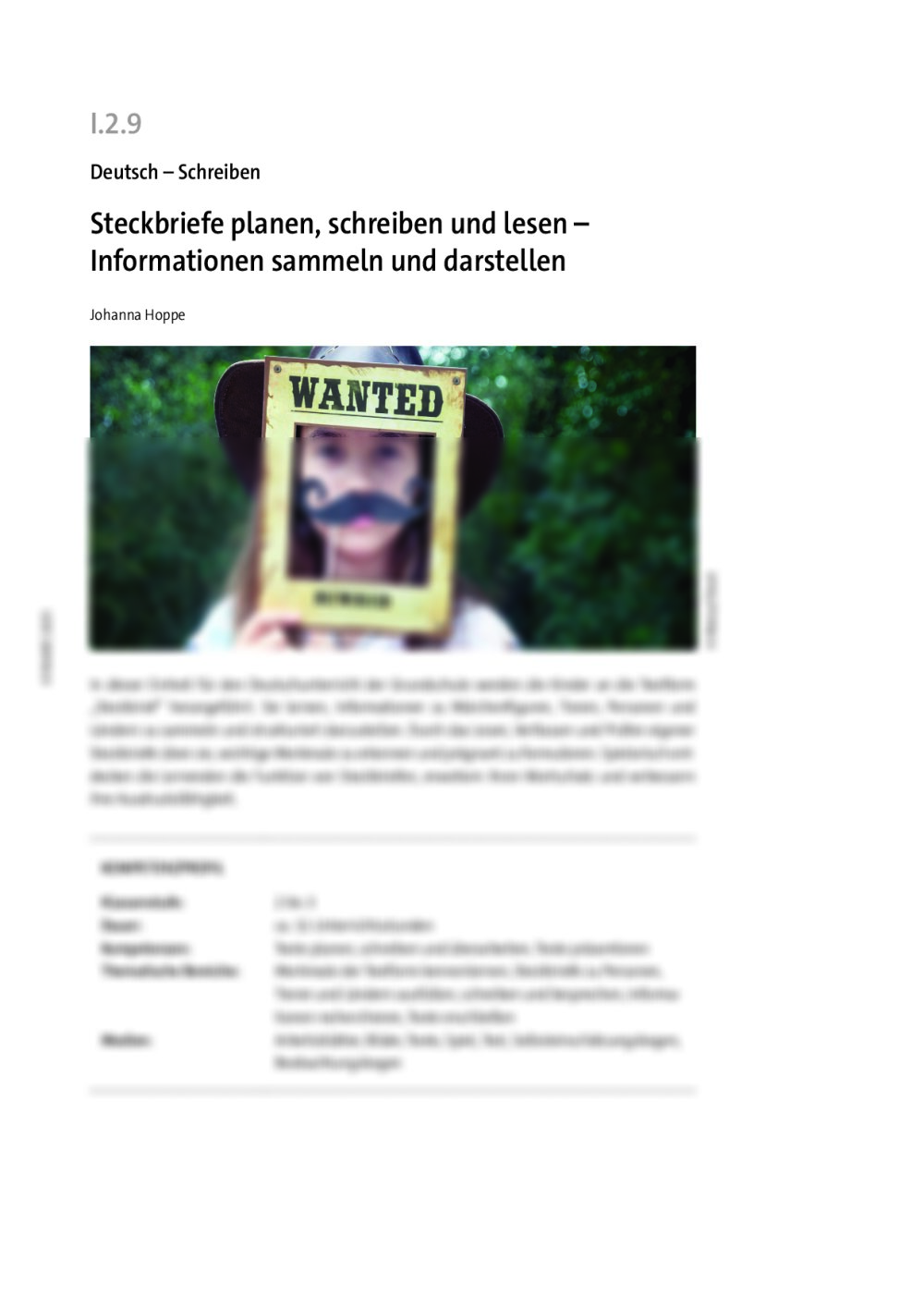 Steckbriefe planen, schreiben und lesen - Seite 1