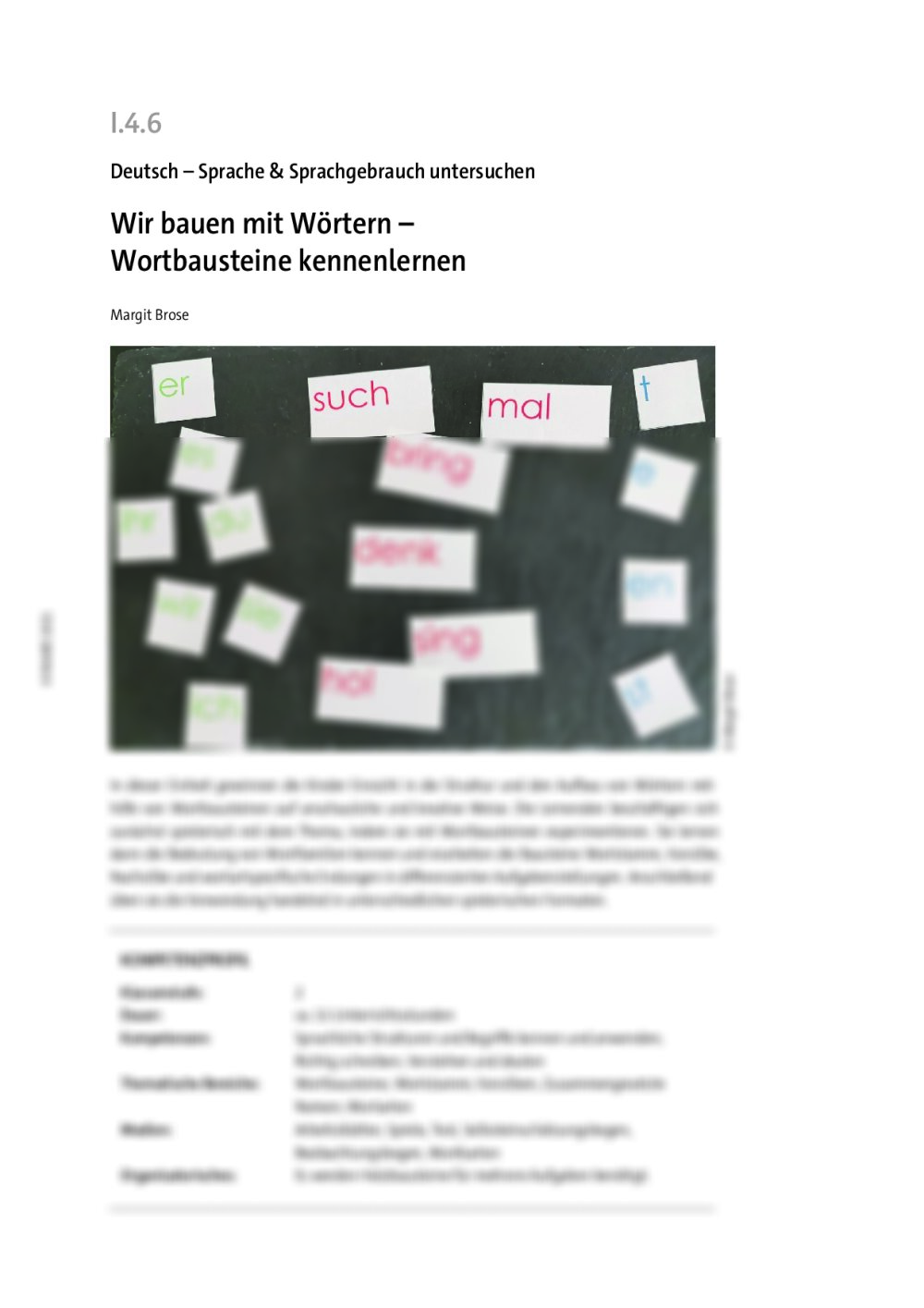 Wir bauen mit Wörtern - Seite 1