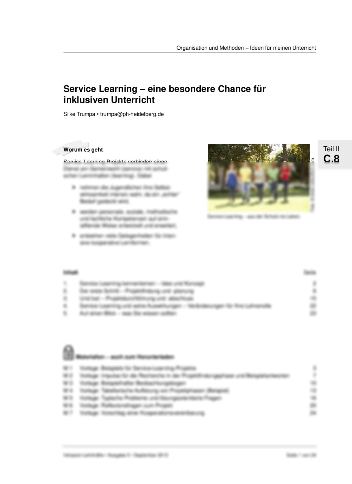 Service Learning – eine besondere Chance für inklusiven Unterricht - Seite 1