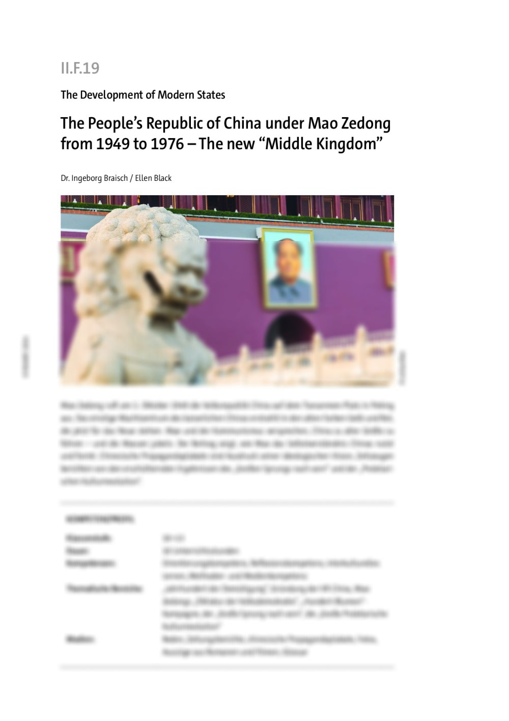 The People's Republic of China under Mao Zedong from 1949 to 1976 - Seite 1