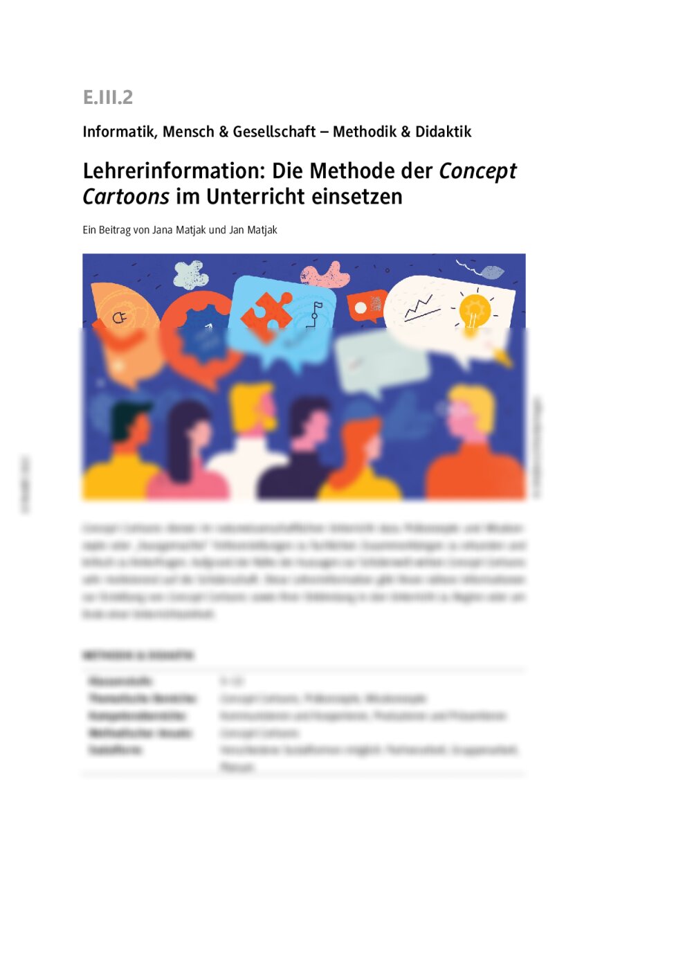 Lehrerinformation: Die Methode der Concept Cartoons im Unterricht einsetzen - Seite 1