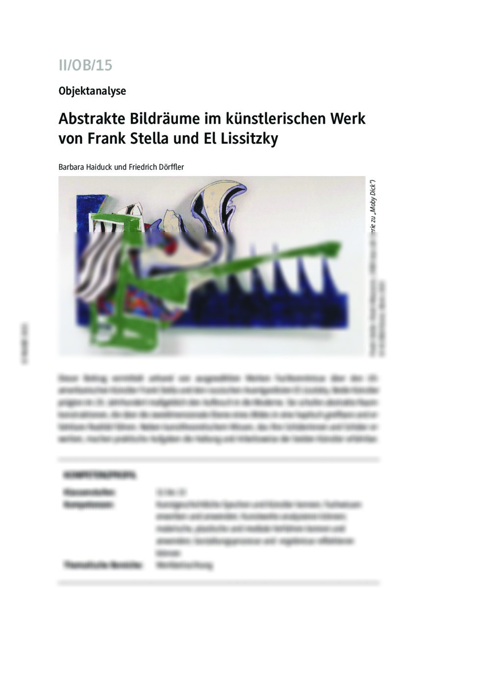 Abstrakte Bildräume im künstlerischen Werk von Frank Stella und El Lissitzky - Seite 1