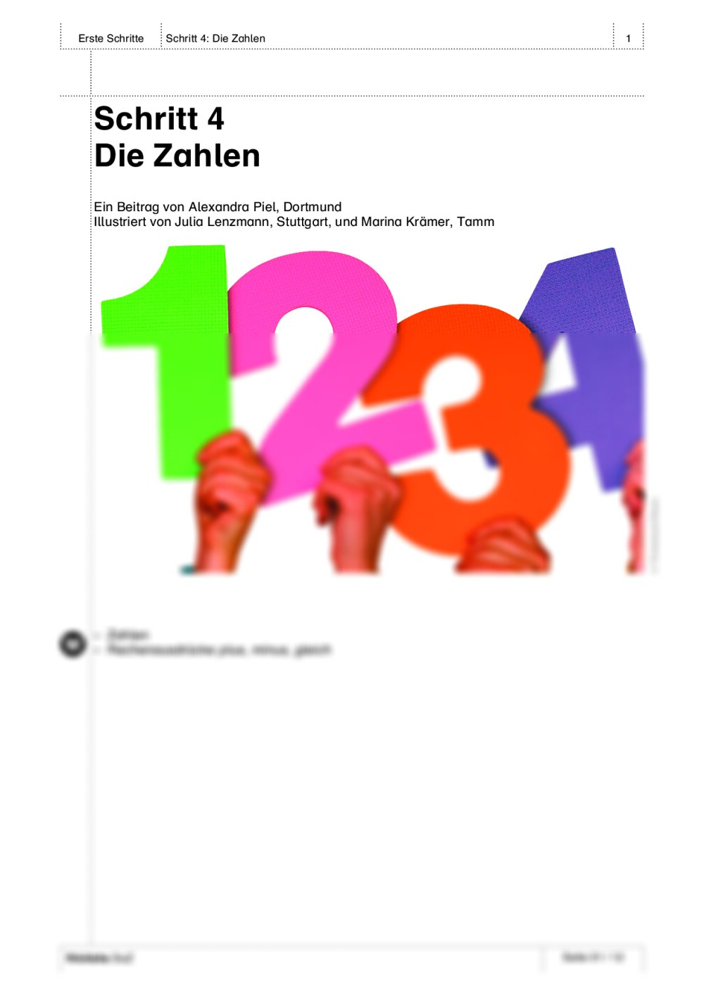 Schritt 4: Die Zahlen - Seite 1