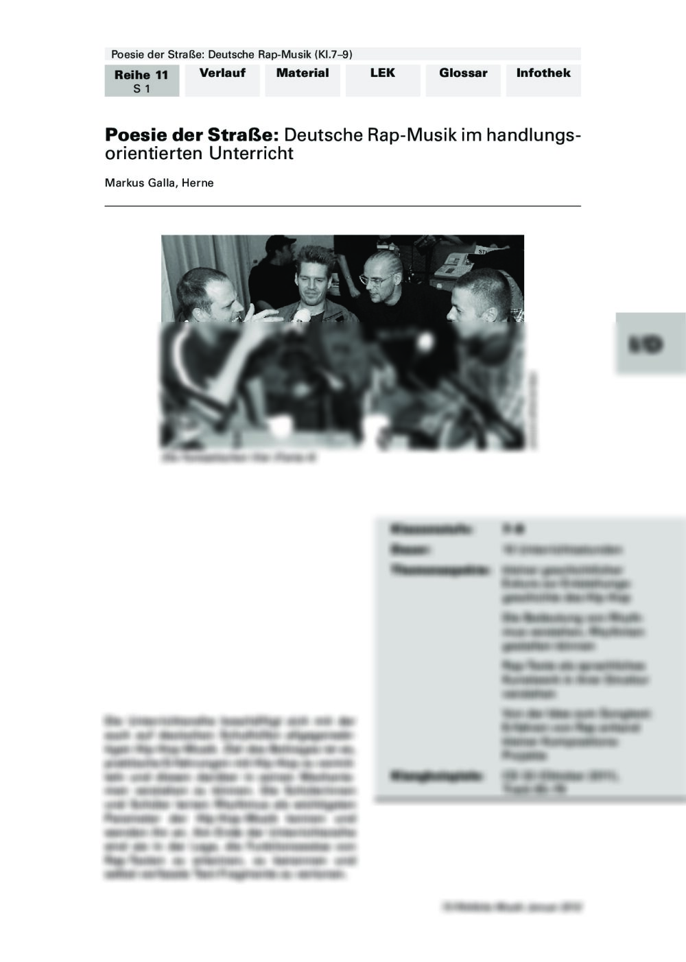 Deutsche Rap-Musik im handlungsorientierten Unterricht - Seite 1