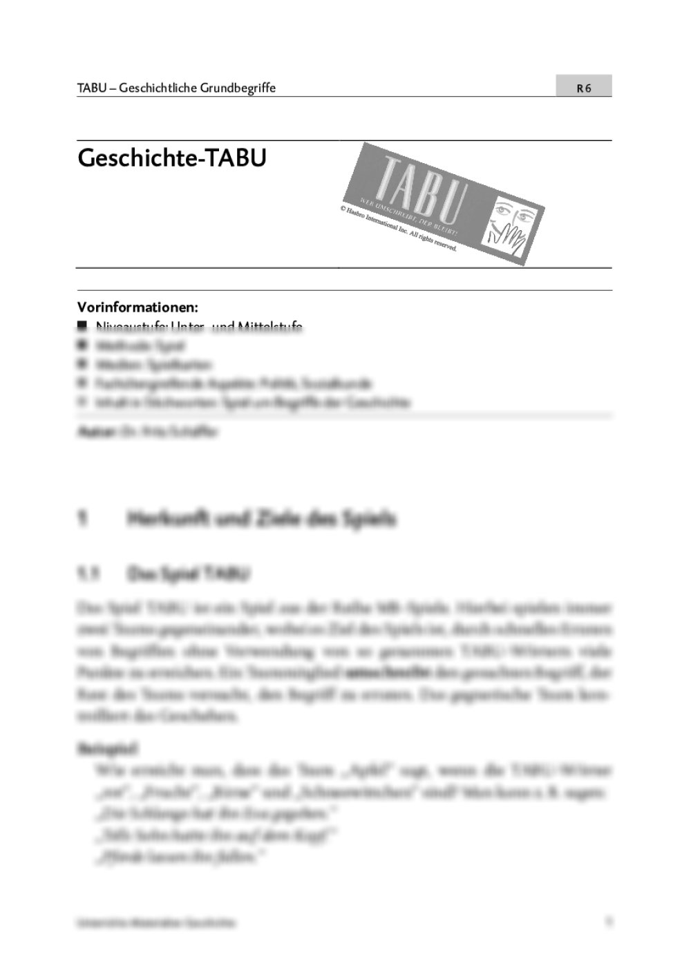 Tabu Geschichte - Seite 1