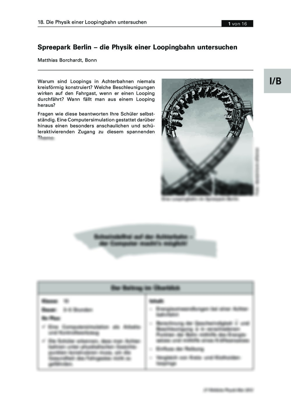 Die Physik einer Loopingbahn untersuchen - Seite 1