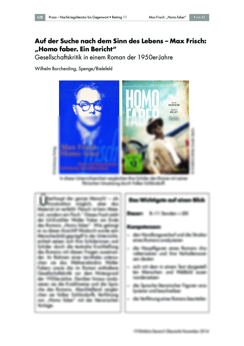 Max Frisch: "Homo faber. Ein Bericht" - Seite 1
