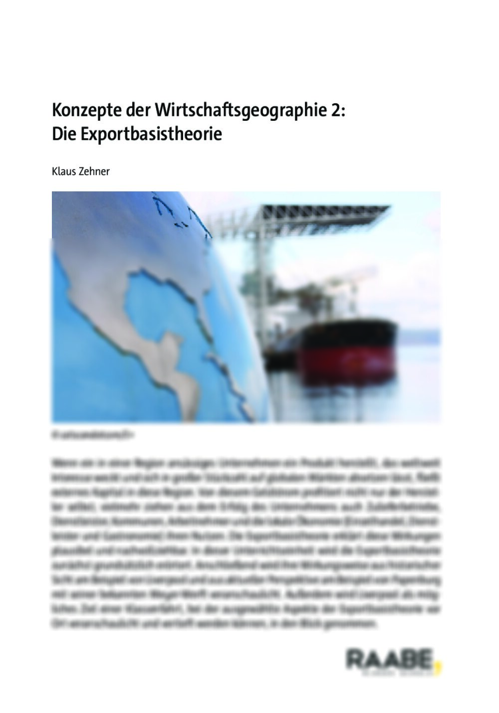 Konzepte der Wirtschaftsgeographie 2: Die Exportbasistheorie - Seite 1