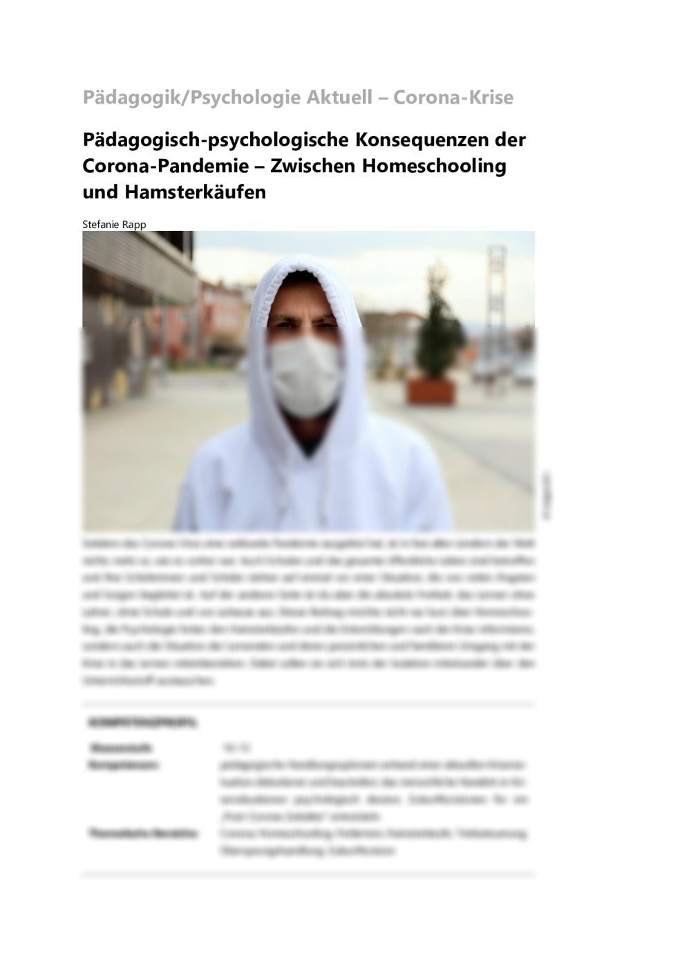 Pädagogisch-psychologische Konsequenzen der Corona-Pandemie - Seite 1