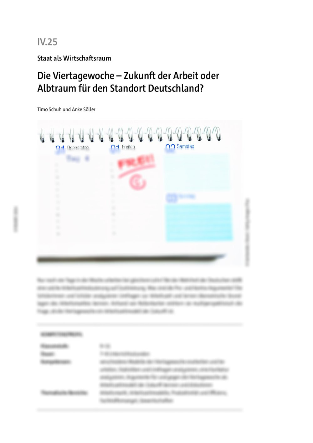 Die Viertagewoche - Seite 1