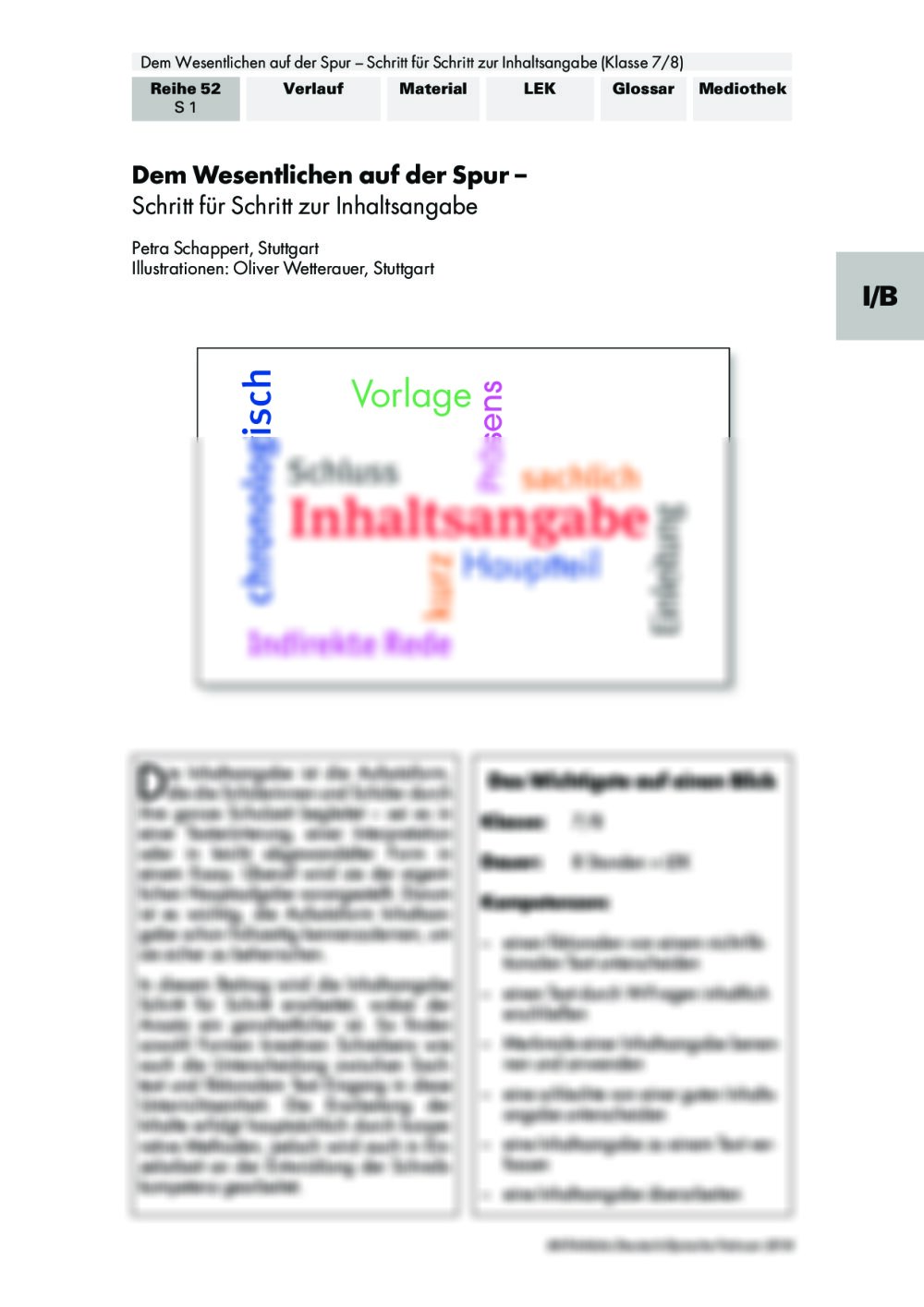 Schritt für Schritt zur Inhaltsangabe - Seite 1