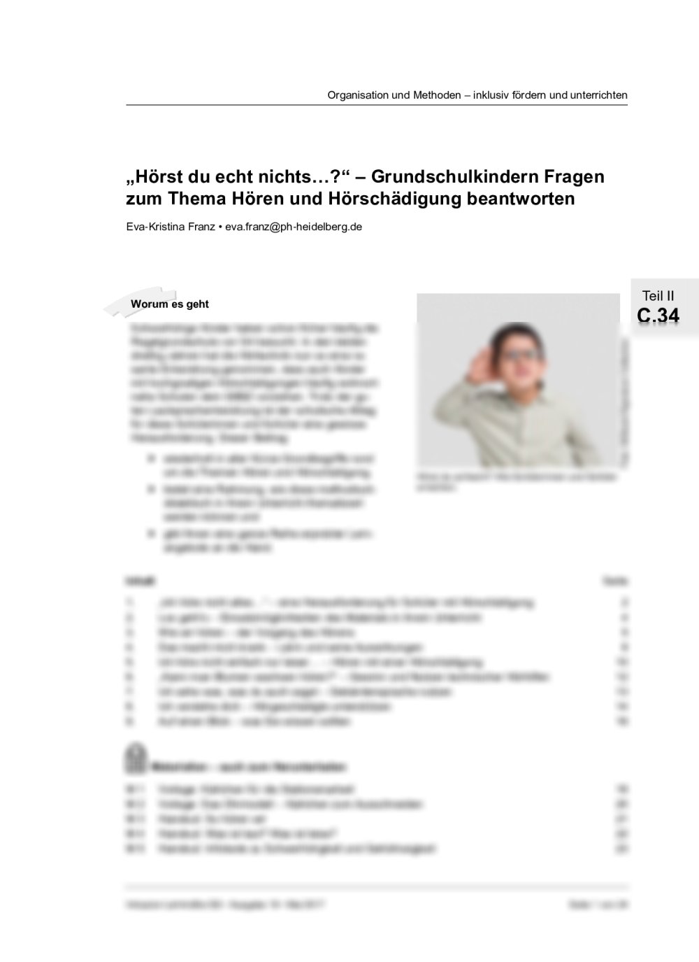 Grundschulkindern Fragen zum Thema Hörschädigung beantworten - Seite 1