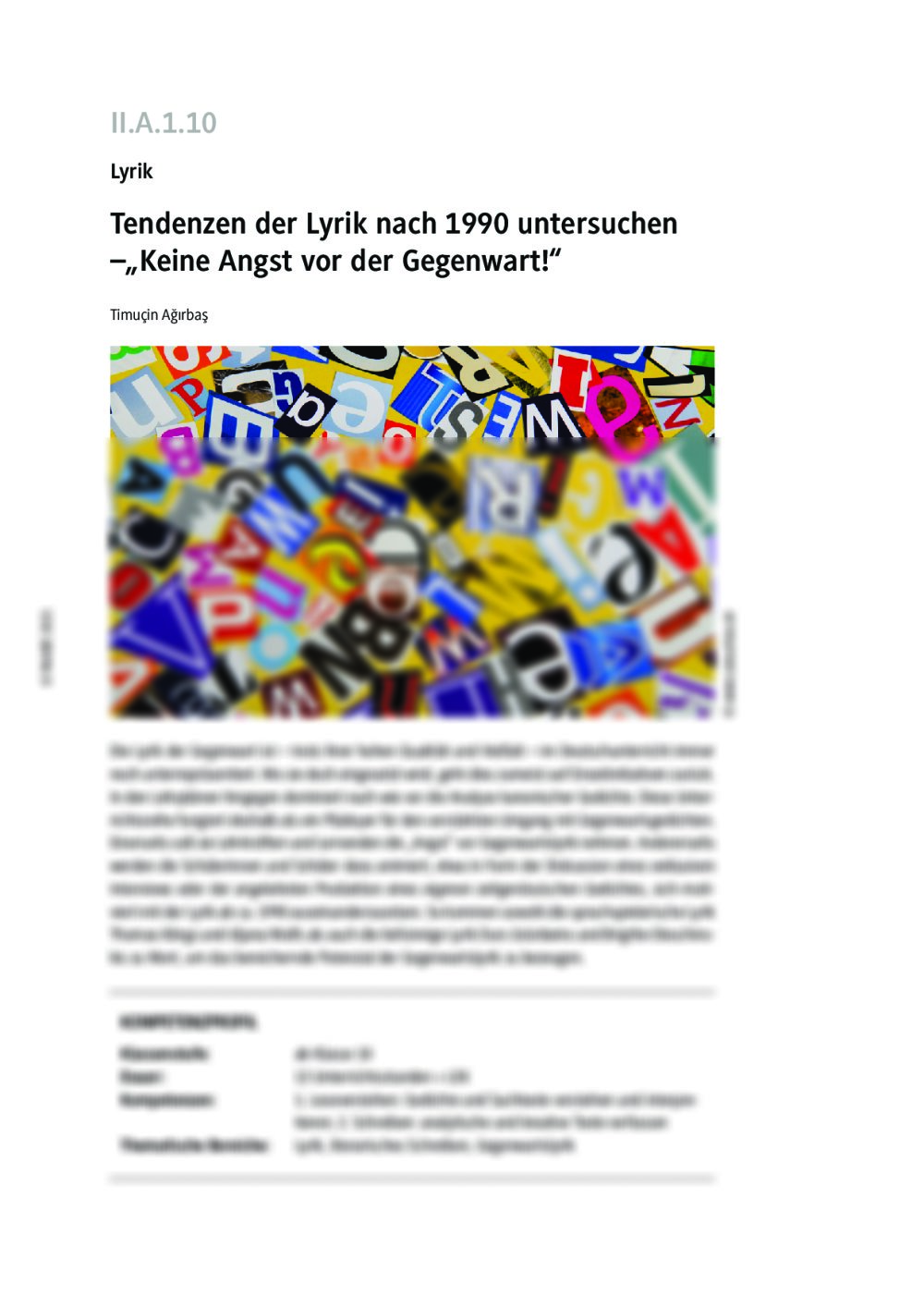 Tendenzen der Lyrik nach 1990 untersuchen - Seite 1