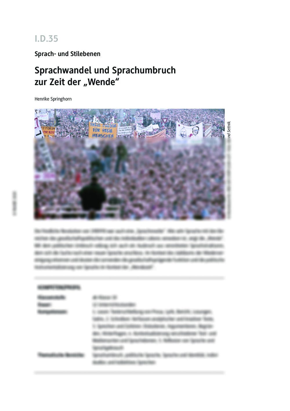 Sprachwandel und Sprachumbruch zur Zeit der "Wende" - Seite 1