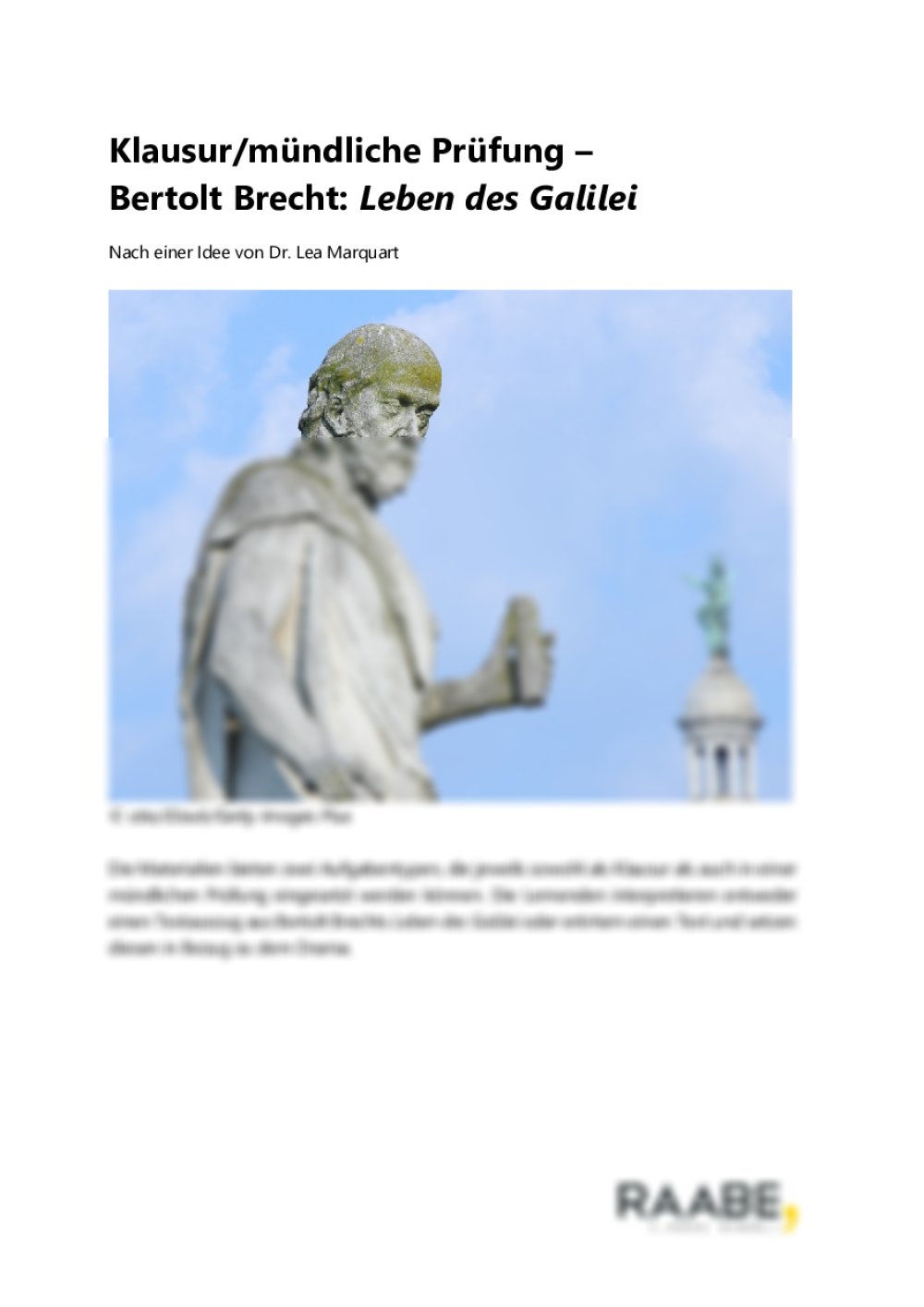 Klausur/mündliche Prüfung – Bertolt Brecht: Leben des Galilei - Seite 1