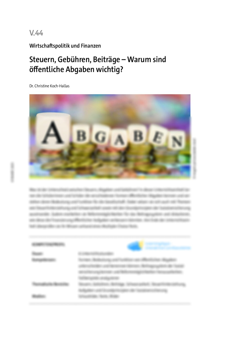 Steuern, Gebühren, Beiträge  - Seite 1