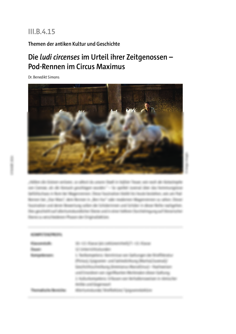 Die ludi circenses im Urteil ihrer Zeitgenossen  - Seite 1