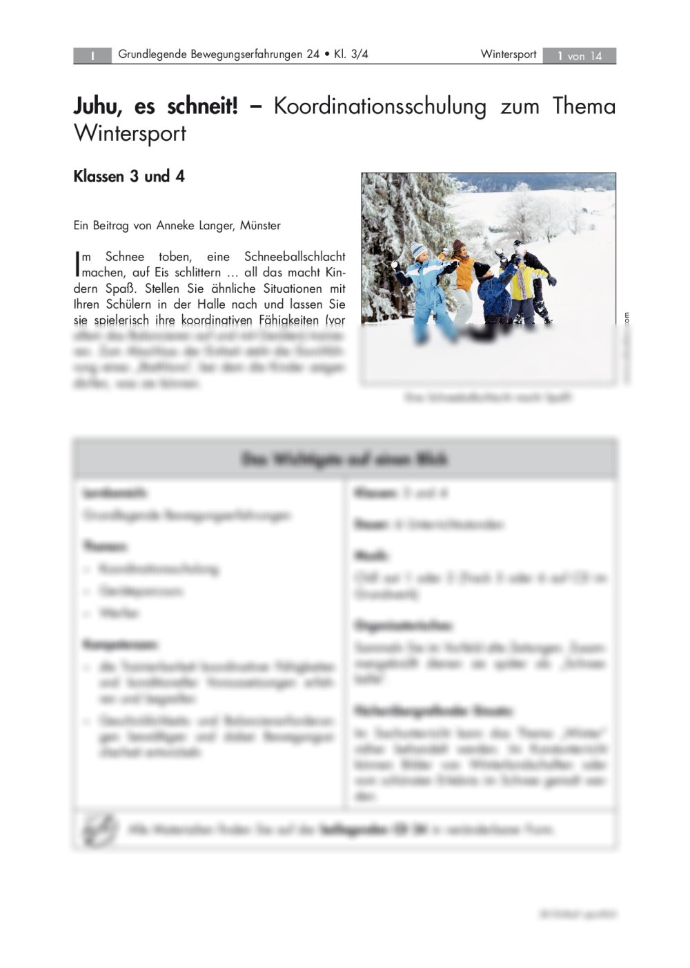 Koordinationsschulung zum Thema Wintersport - Seite 1