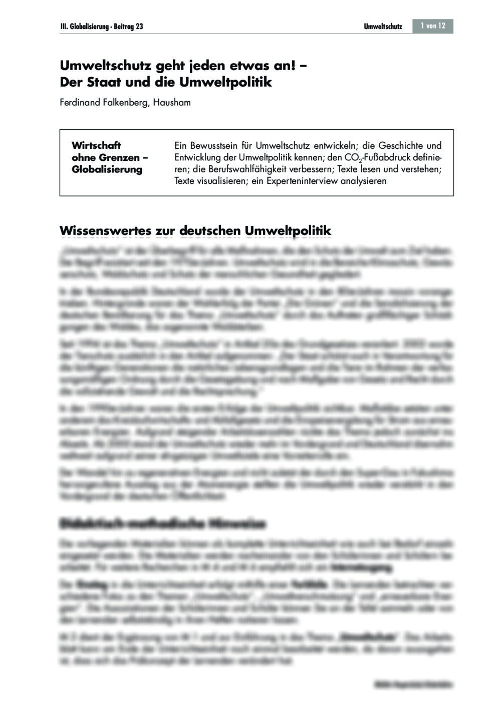 Umweltschutz - Seite 1