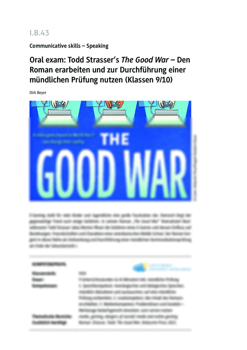 Oral exam: Todd Strasser‘s The Good War - Seite 1