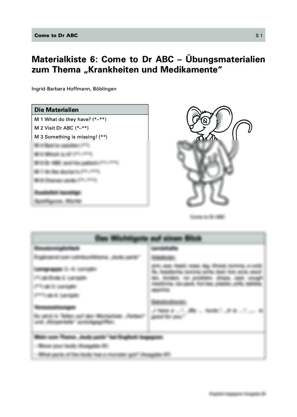 Übungsmaterial zum Thema "Krankheiten und Medikamente" - Seite 1