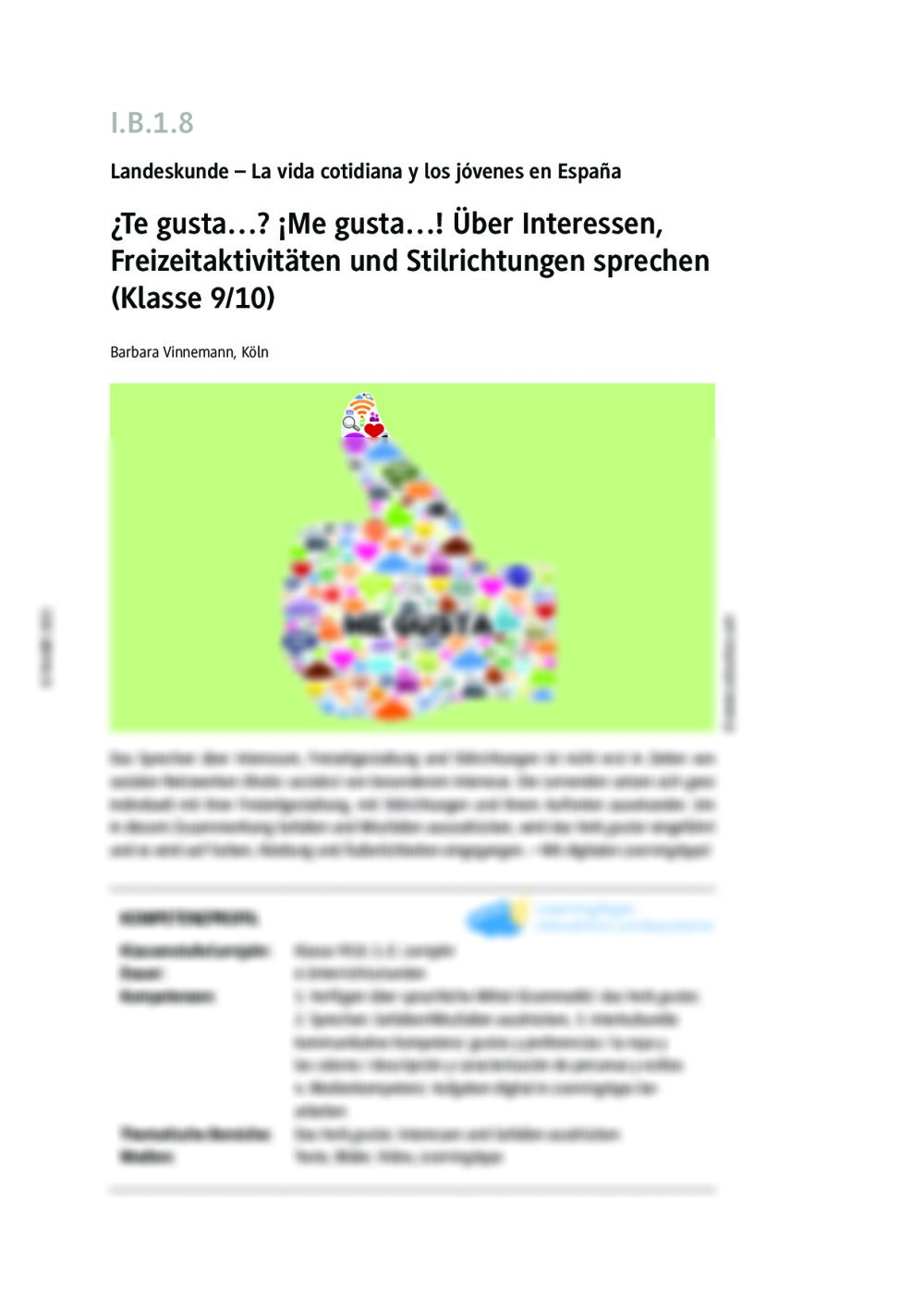 ¡Me gusta...! Über Interessen, Freizeitaktivitäten und Stilrichtungen sprechen - Seite 1