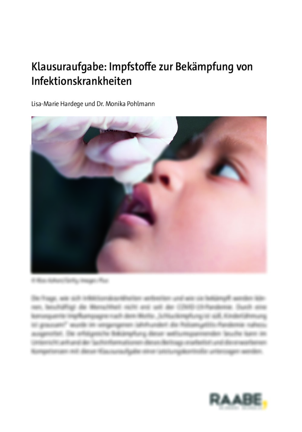 Klausuraufgabe: Impfstoffe zur Bekämpfung von Infektionskrankheiten - Seite 1