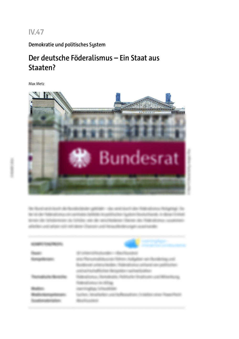 Der deutsche Föderalismus - Seite 1