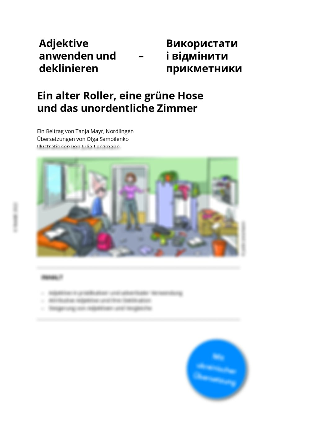Adjektive anwenden und deklinieren (mit ukrainischer Übersetzung) - Seite 1
