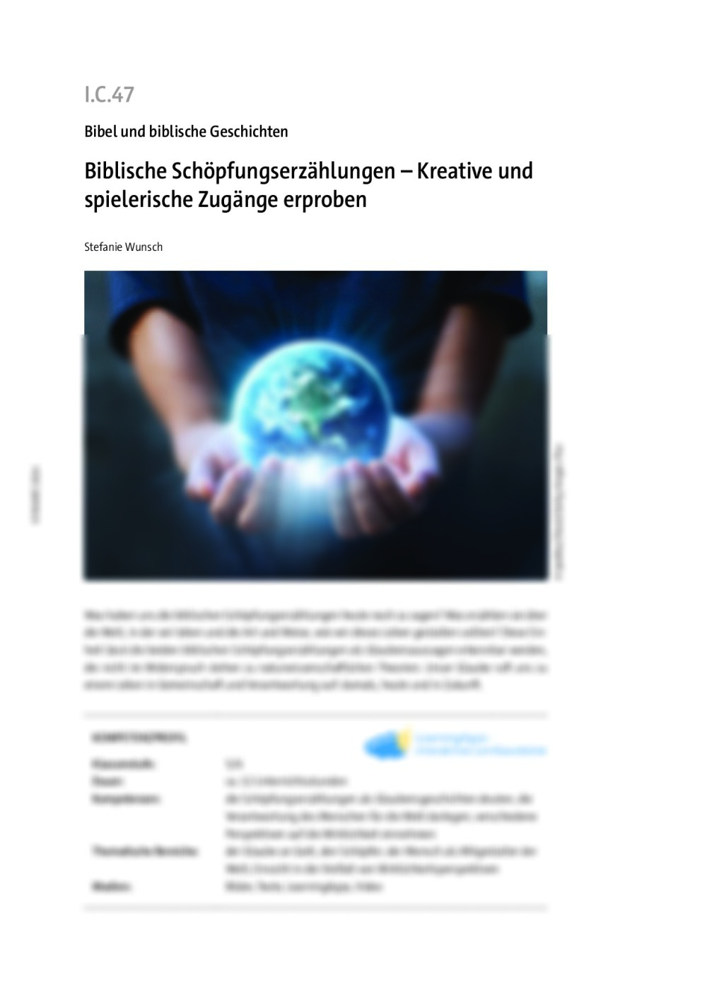 Biblische Schöpfungserzählungen - Seite 1