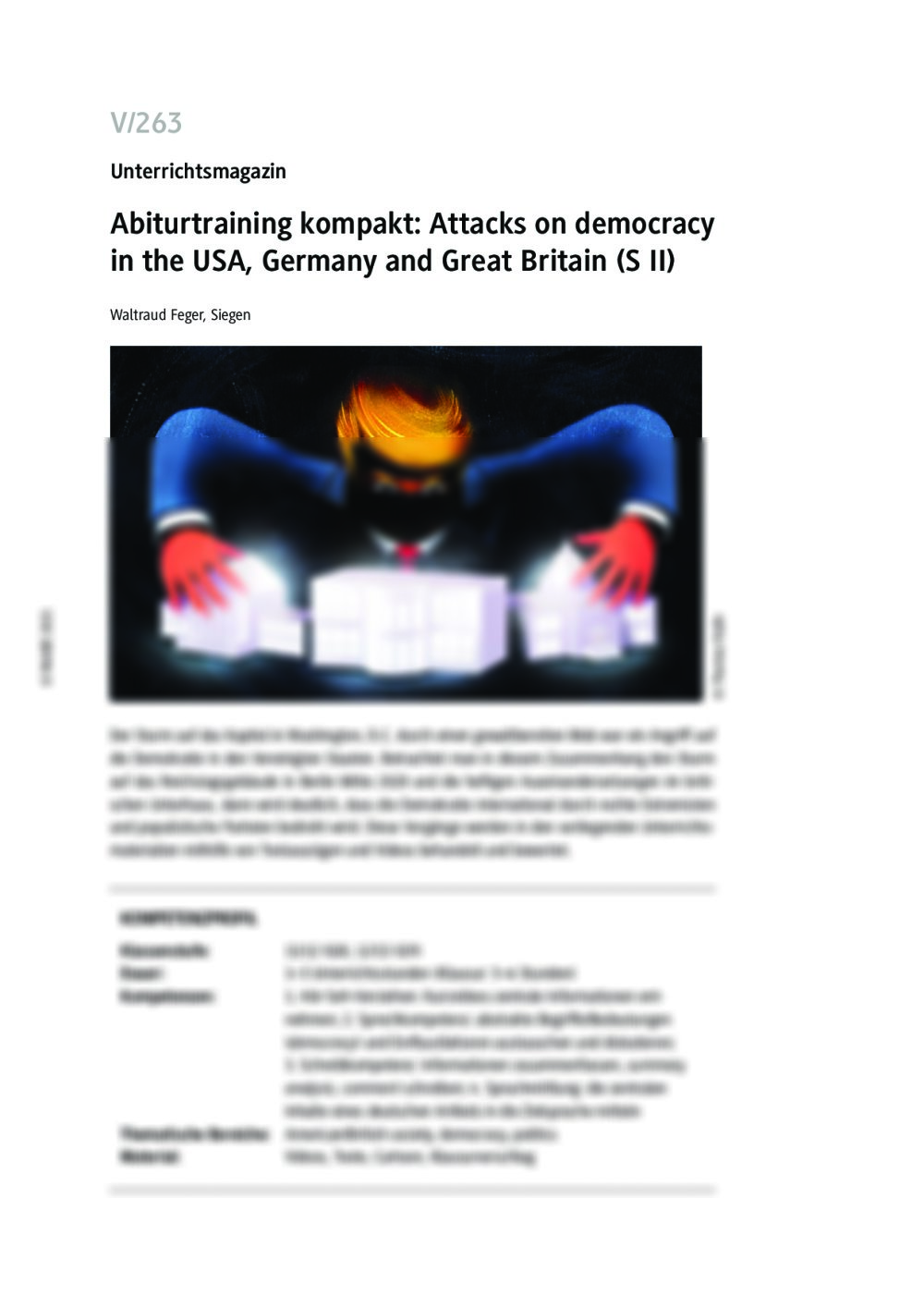 Abiturtraining kompakt: Attacks on democracy in the USA, Germany and Great Britain - Seite 1