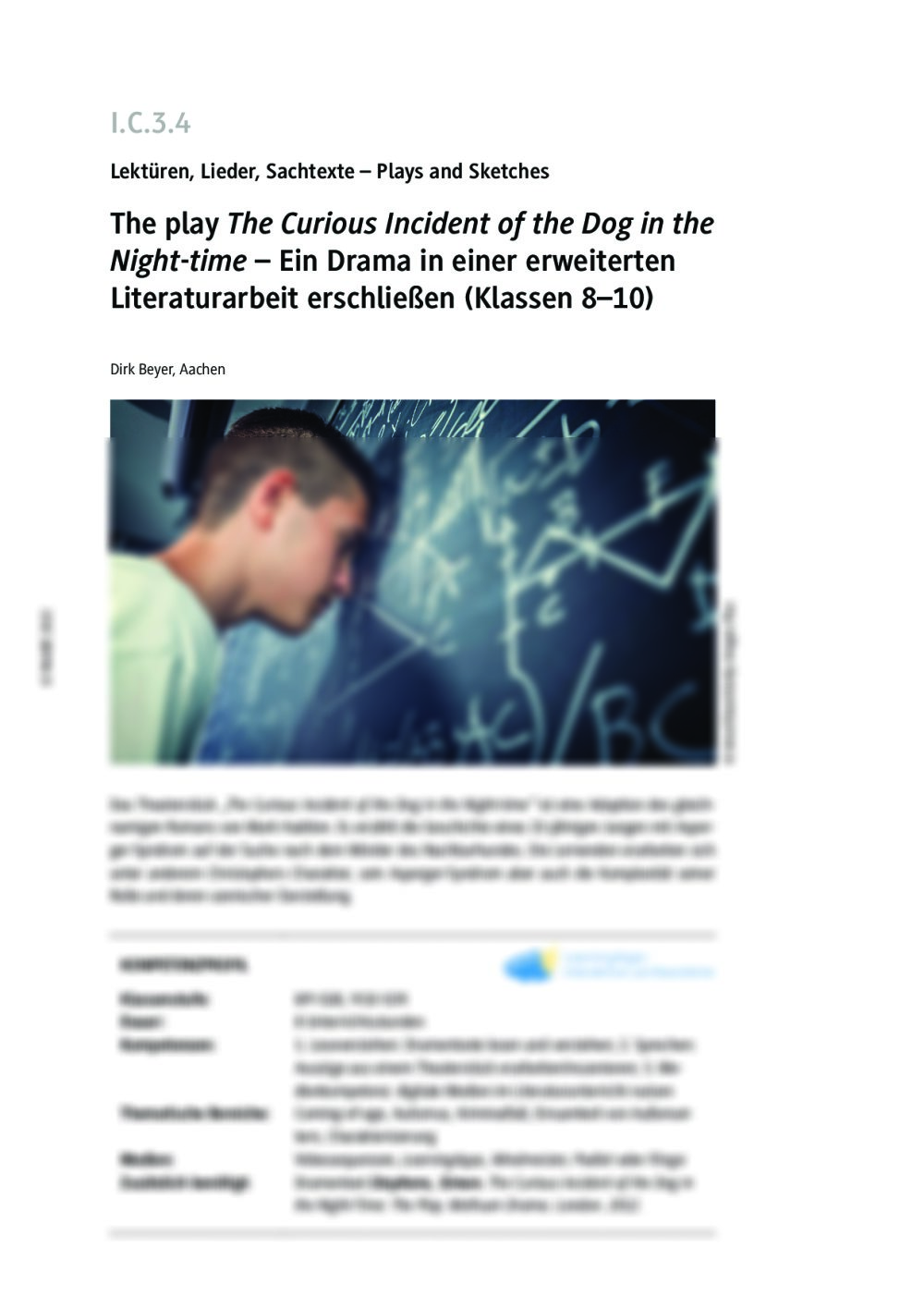 The play "The Curious Incident of the Dog in the Night-time - Seite 1