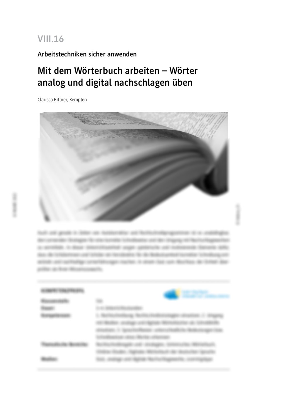 Mit dem Wörterbuch arbeiten - Seite 1