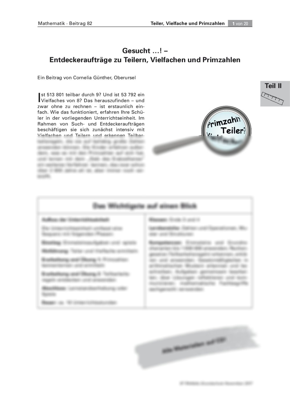 Entdeckeraufträge zu Teilern, Vielfachen und Primzahlen - Seite 1