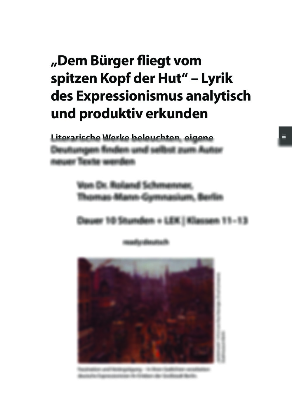 Lyrik des Expressionismus analytisch und produktiv erkunden - Seite 1