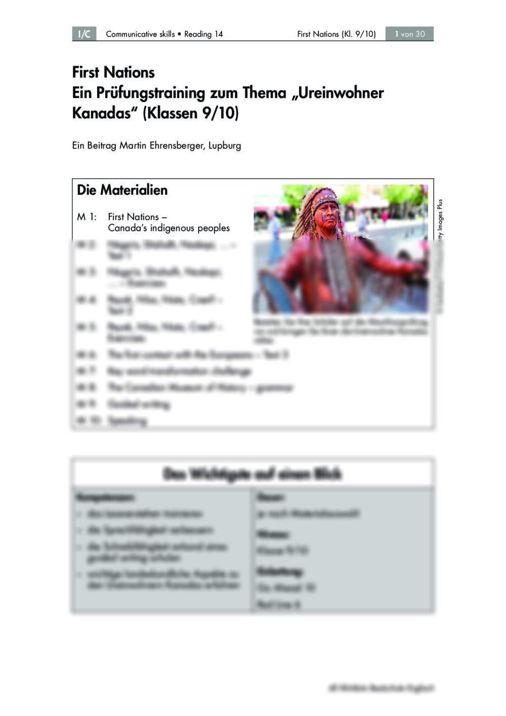 Ein Prüfungstraining zum Thema „Ureinwohner Kanadas“ - Seite 1