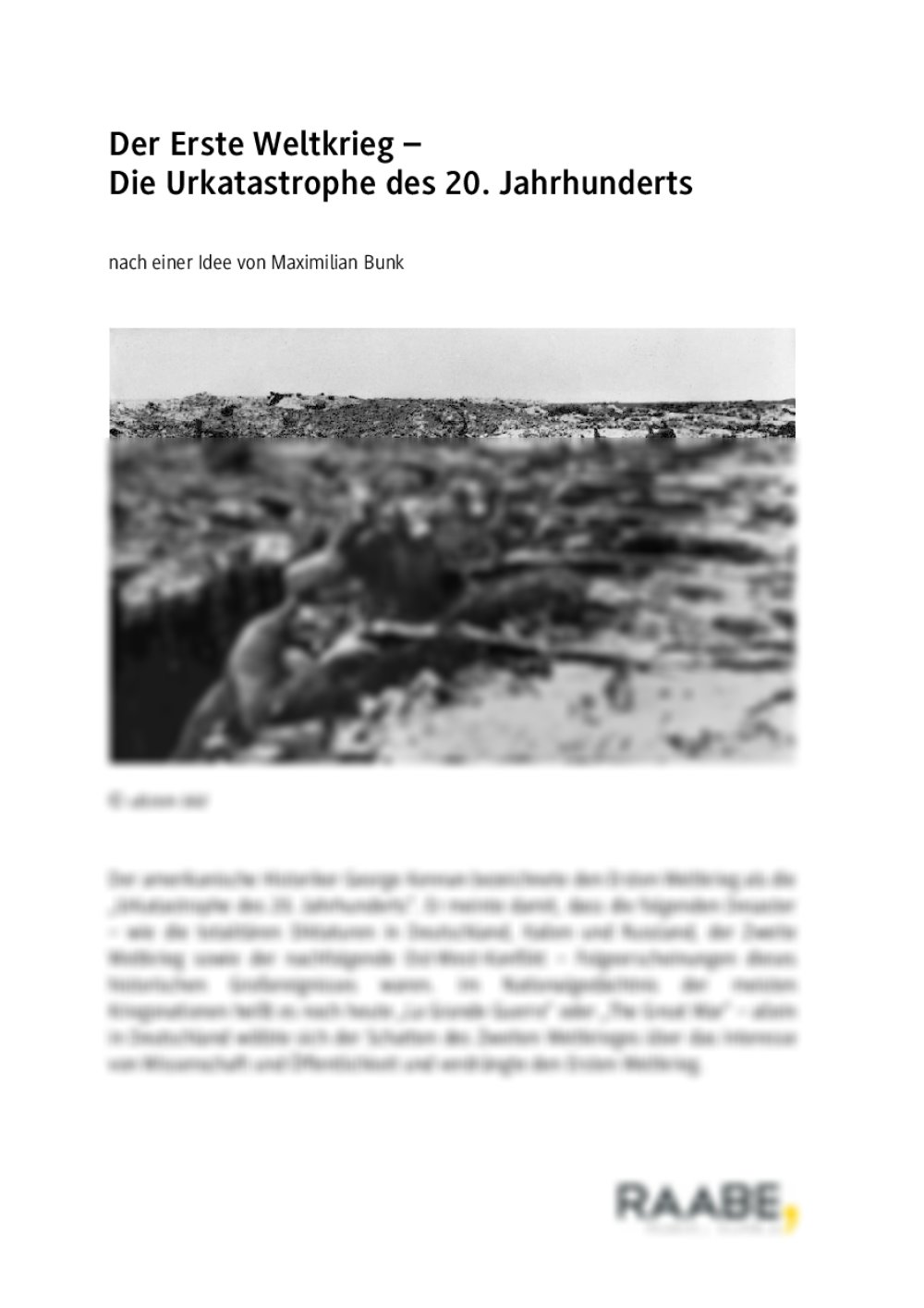 Der Erste Weltkrieg – Die Urkatastrophe des 20. Jahrhunderts - Seite 1