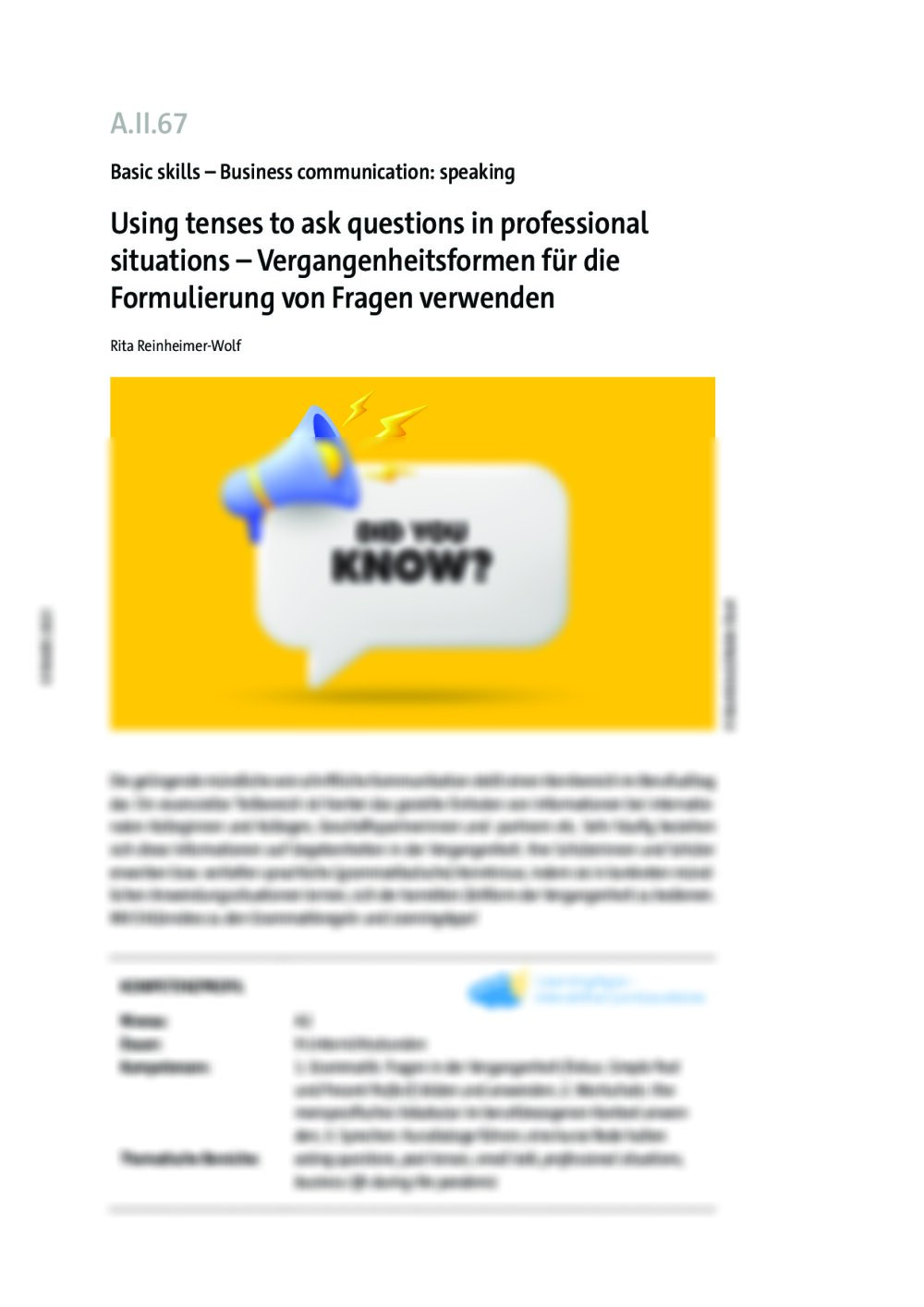 Using tenses to ask questions in professional situations  - Seite 1