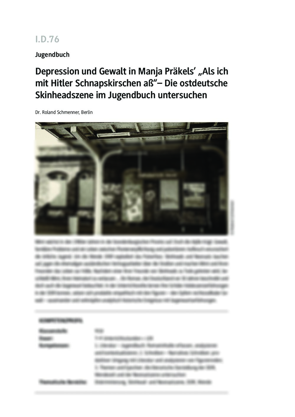 Depression und Gewalt in Manja Präkels' "Als ich mit Hitler Schnapskirschen aß" - Seite 1
