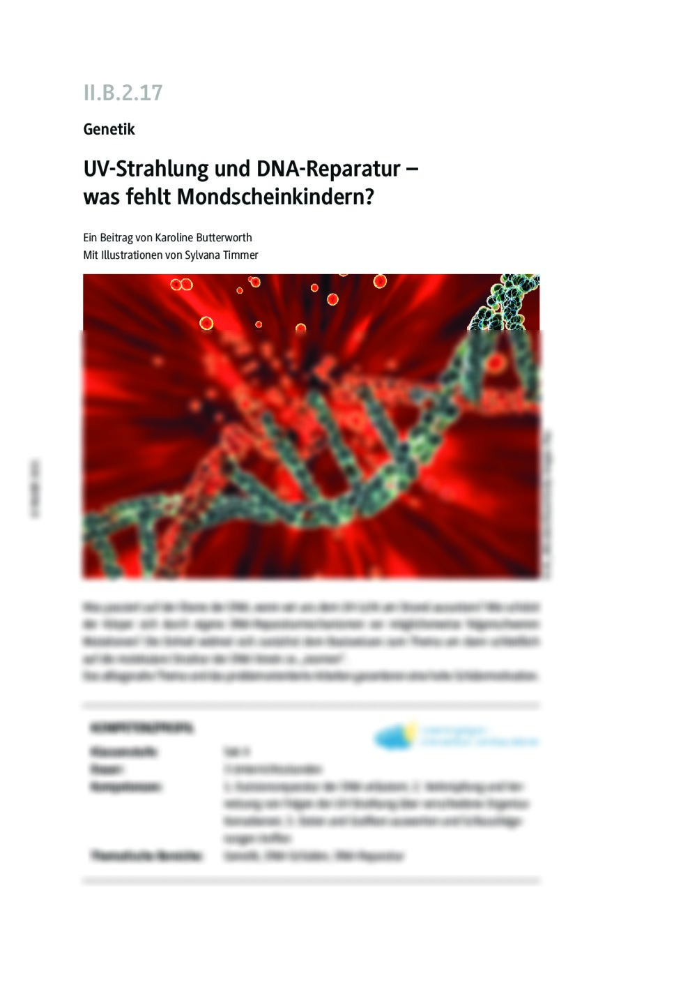 UV-Strahlung und DNA-Reparatur - Seite 1