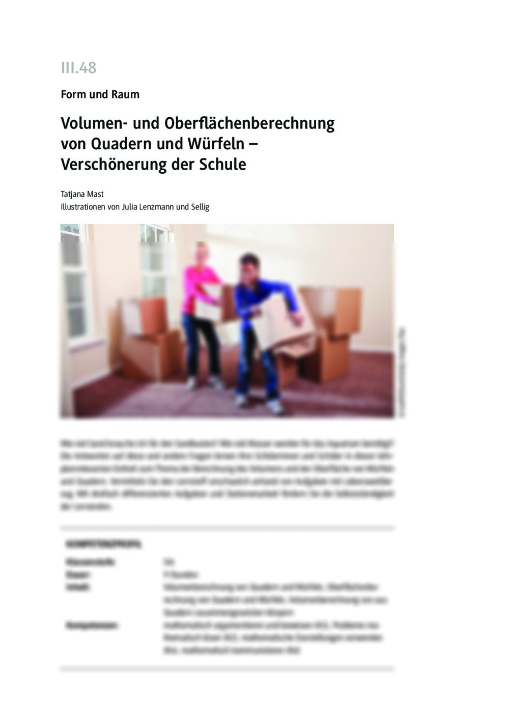 Volumen- und Oberflächenberechnung von Quadern und Würfeln - Seite 1