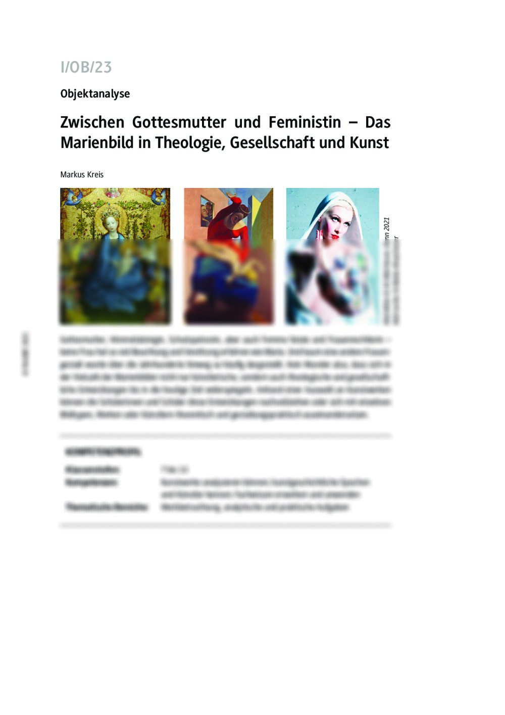 Das Marienbild in Theologie, Gesellschaft und Kunst - Seite 1