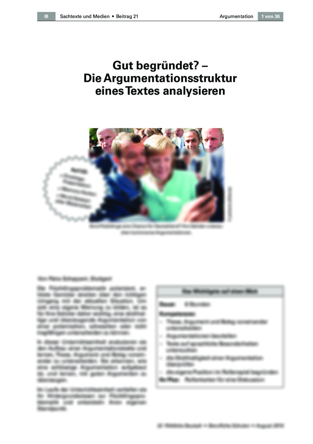 Die Argumentationsstruktur eines Textes analysieren - Seite 1