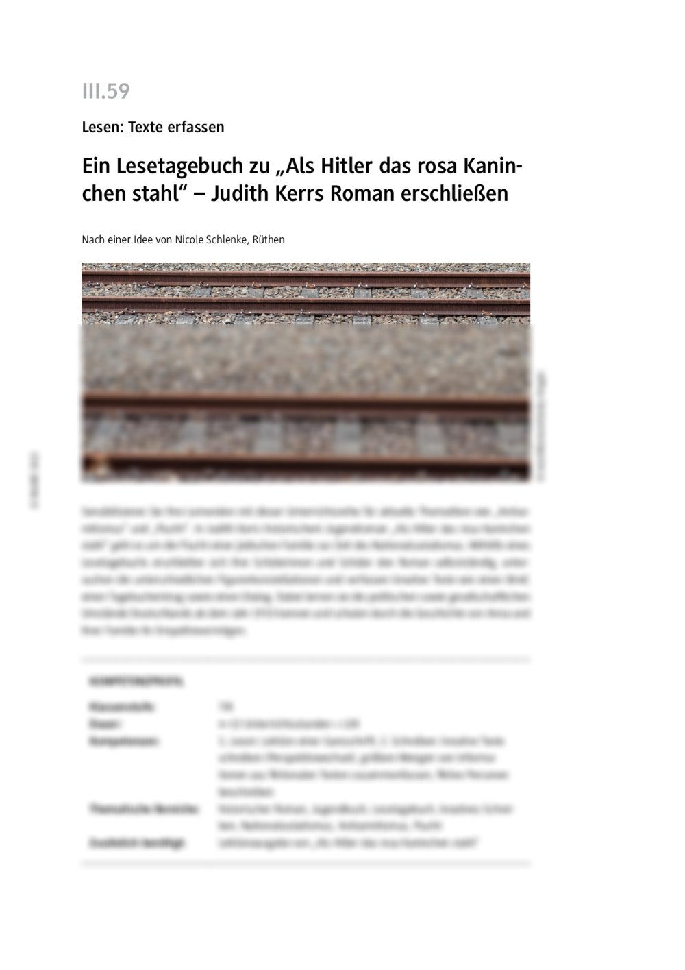 Ein Lesetagebuch zu "Als Hitler das rosa Kaninchen stahl" - Seite 1