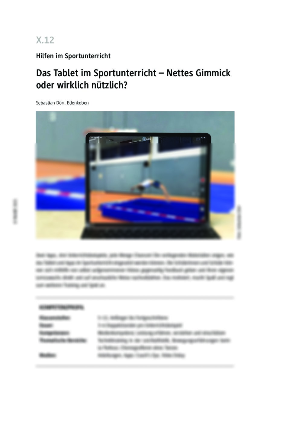 Das Tablet im Sportunterricht - Seite 1