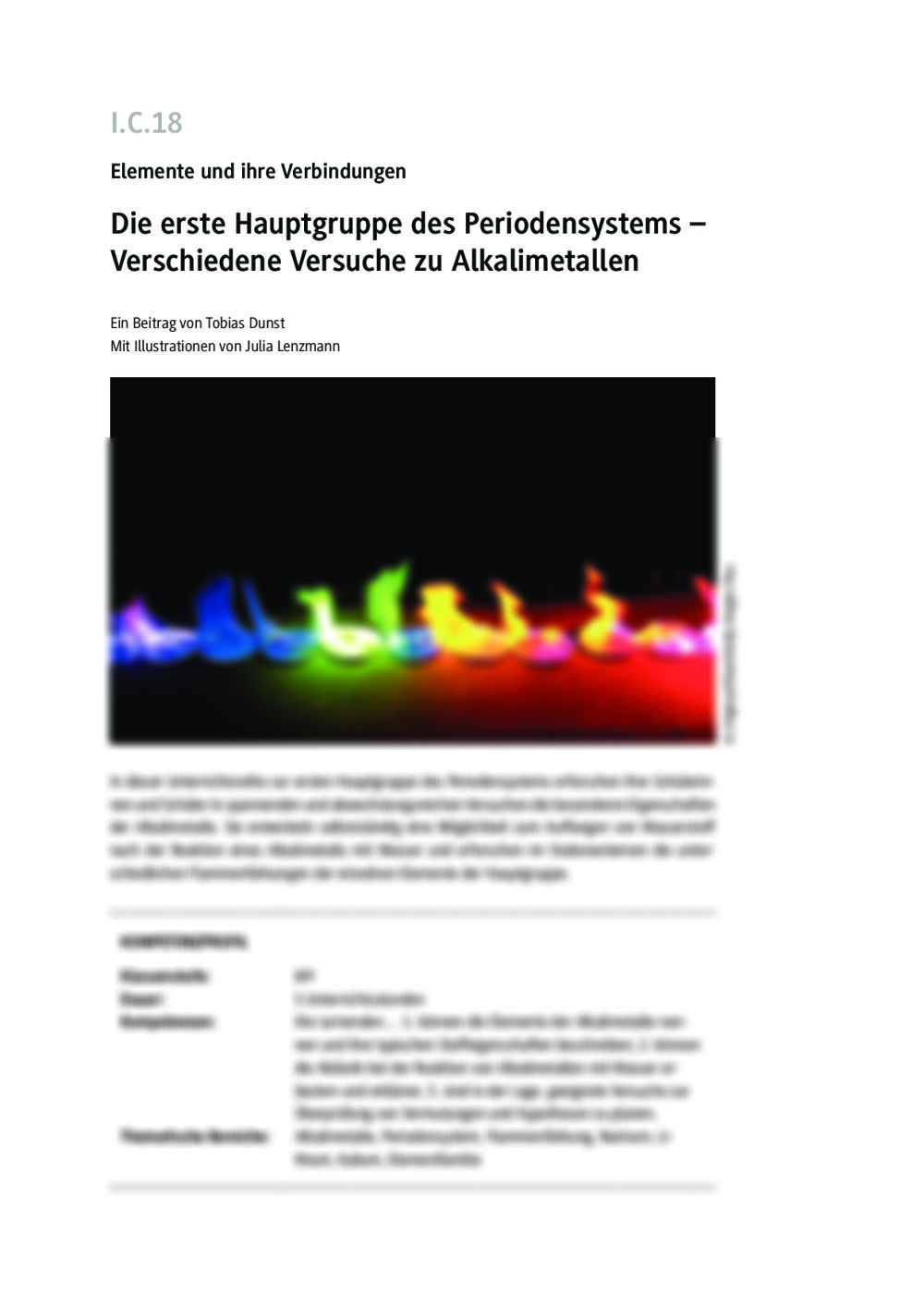 Die erste Hauptgruppe des Periodensystems - Seite 1