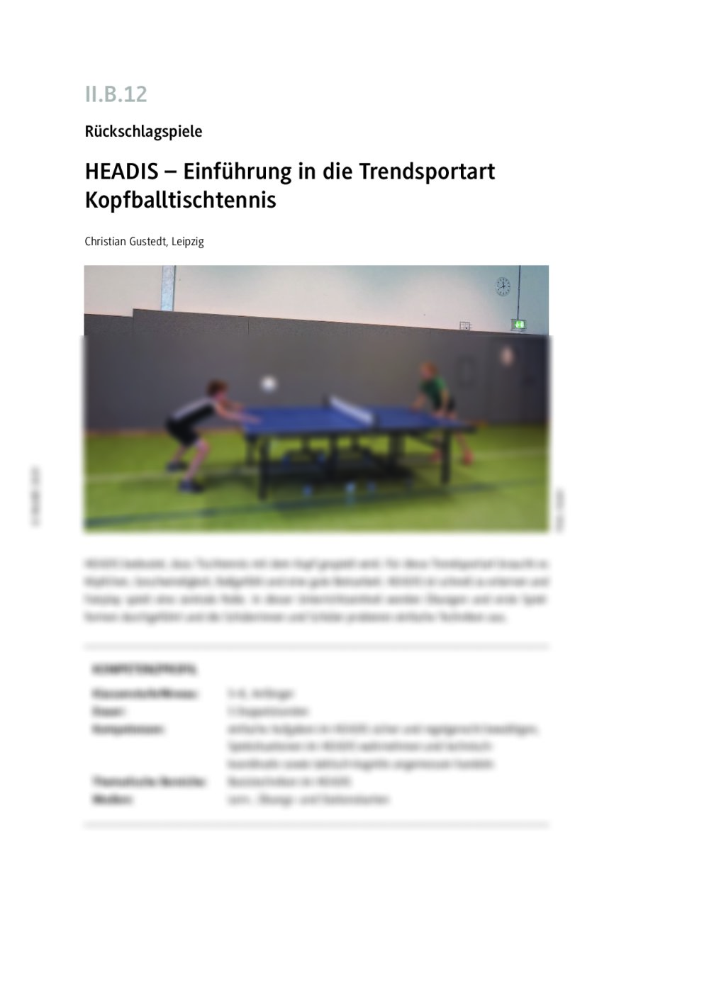 Einführung in die Trendsportart Kopfballtischtennis - Seite 1