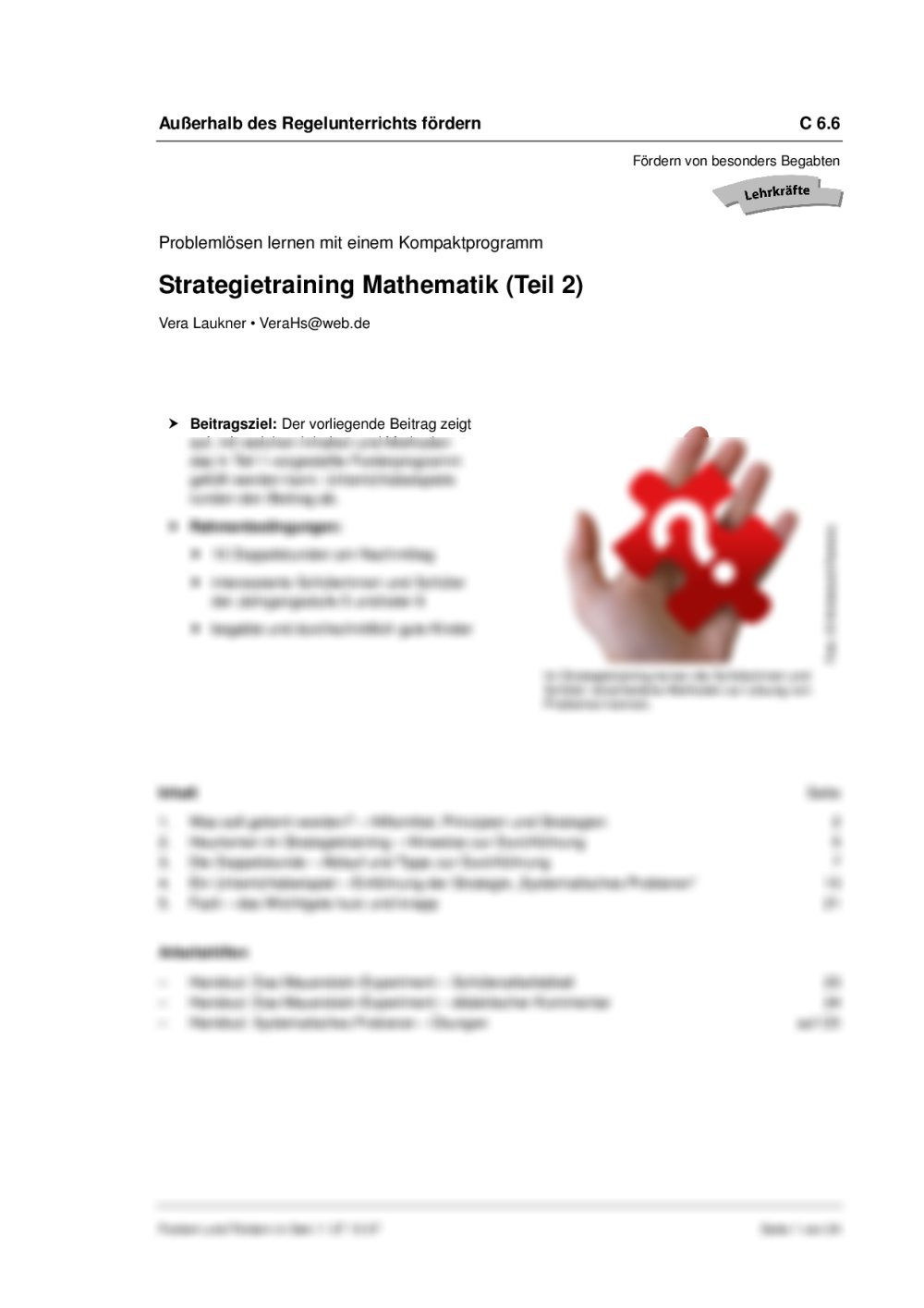 Problemlösen lernen mit einem Kompaktprogramm - Seite 1