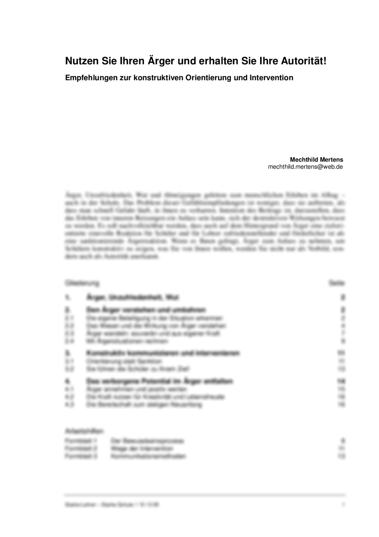 Empfehlungen zur konstruktiven Orientierung und Intervention in schwierigen Situationen - Seite 1